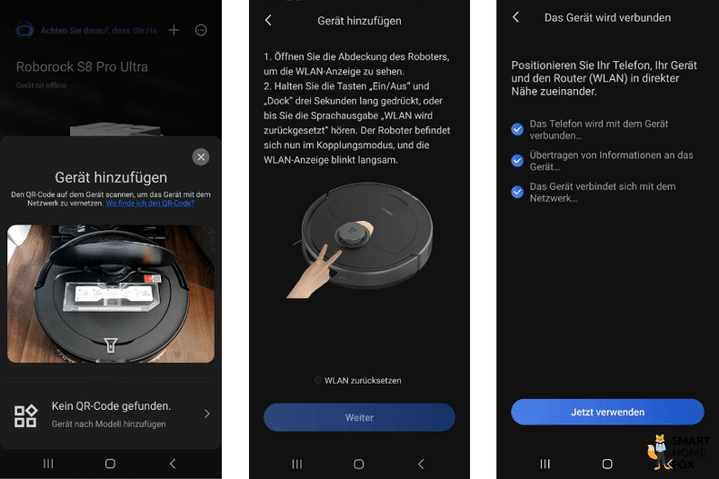 Der QR-Code des Roborock Q Revo wird mit dem Handy gescannt.